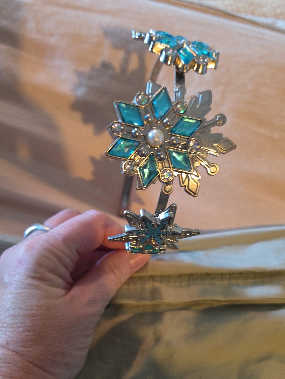 AWESOME METAL ELSA Silver Crystal Embellished Headband